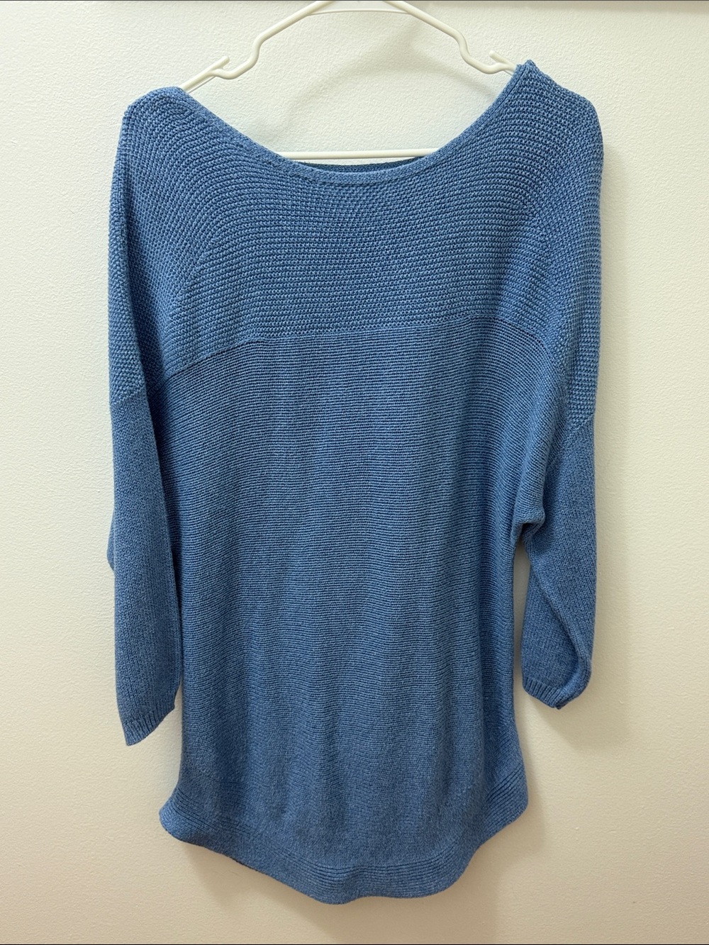 Light Blue Women's Knit Sweater - Casual Boatneck
